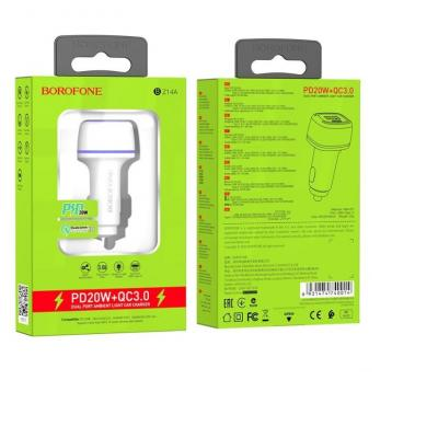ADAPTOR AUTO BOROFONE BZ14A Dual Port USB-C / USB PD 20W QC 3.0 alb