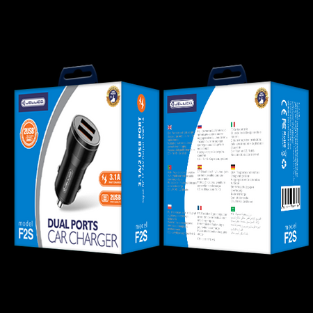 ADAPTOR AUTO JELLICO F2S 3.1A 18W 2xUSB negru