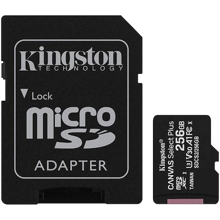 Card de memorie KINGSTON MicroSDXC, cu adaptor, CL10, 256GB