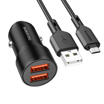 INCARCATOR AUTO BOROFONE BZ19 Microusb 2xUSB 12W negru