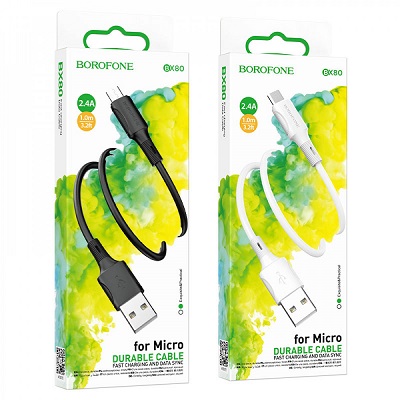 CABLU DATE BOROFONE MICROUSB BX80 1m 3A negru