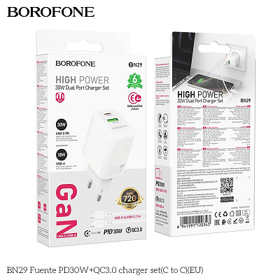 INCARCATOR RETEA BOROFONE BN29 TypeC-TypeC PD 30W alb