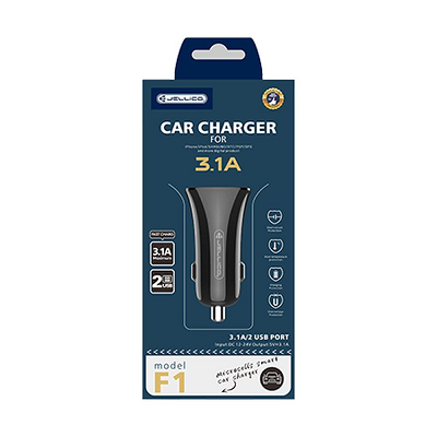 ADAPTOR AUTO JELLICO F1 3.1A 2XUSB negru