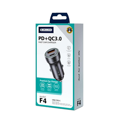 ADAPTOR AUTO JELLICO F4 20W PD USB-C + USB3.0 gri