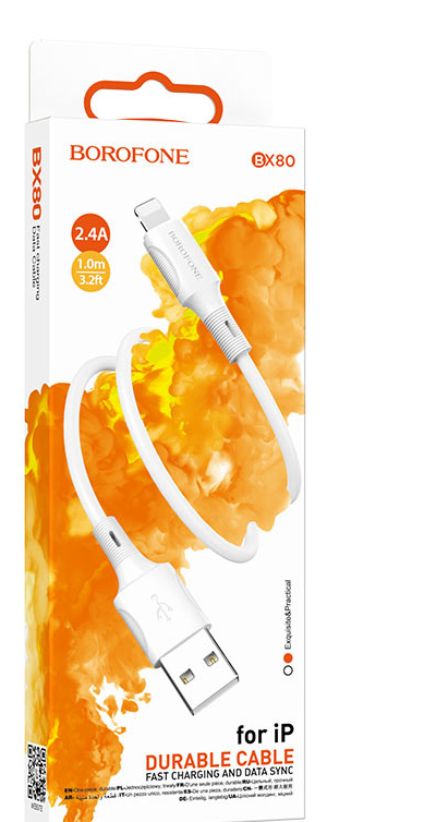 CABLU DATE BOROFONE IPHONE BX80 1m 2.4A alb