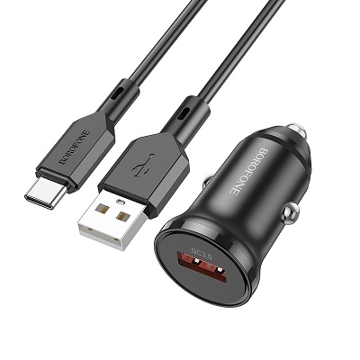 INCARCATOR AUTO BOROFONE BZ18 TYPE-C 1XUSB, QC3.0 negru