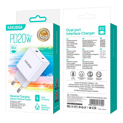 ADAPTOR PRIZA KAKU KSC-928 cu iesire Type-C + iesire Lightning alb
