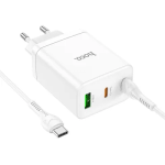INCARCATOR HOCO TYPE-C N33 +cablu TypeC + USB A PD QC3.0 3A 35W alb