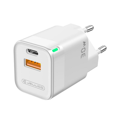 Adaptor priza JELLICO C44 30W PD USB-C+USB3.0 alb