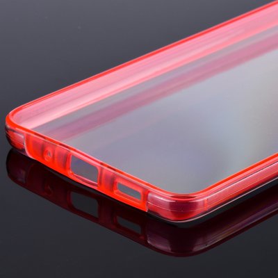 HUSA SILICON FATA SPATE FULL COVER PC+TPU SAMSUNG A51 transparent-rosu