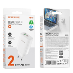 ADAPTOR PRIZA BOROFONE BN10 PD 65W alb
