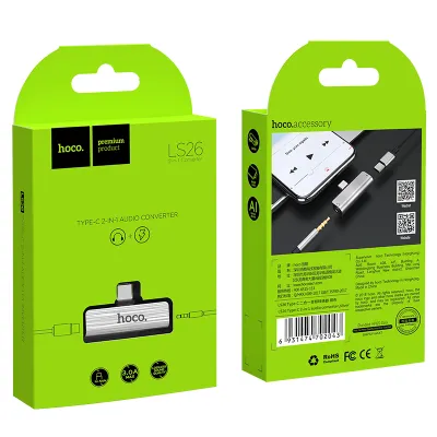 Adaptor audio HOCO LS26 TypeC Jack 3.5mm+TypeC gri