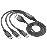 CABLU DATE HOCO 3in1 X76 (Iphone+Microusb+TypeC) USB A 1m negru