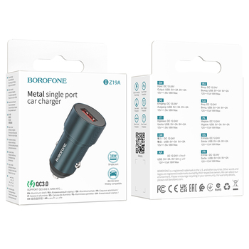 ADAPTOR AUTO BOROFONE BZ19A QC 3.0 18W albastru