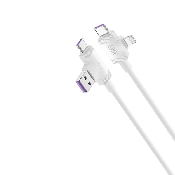 CABLU DATE 4in1 XO-NB237 USB + USB-C IPHONE + USB-C 1m 3A alb