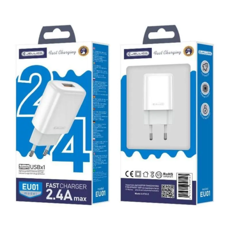 ADAPTOR PRIZA JELLICO EU01 2.4A USB alb
