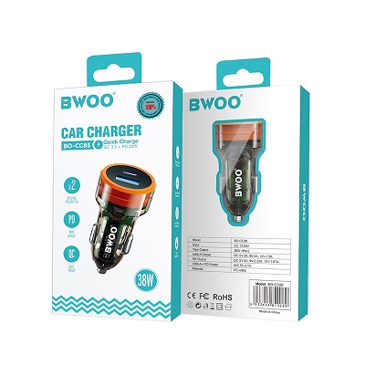 ADAPTOR AUTO BWOO 38W BO-CC85 QC 18W + PD 20W