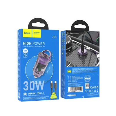INCARCATOR HOCO AUTO Z53 TypeC-Iphone PD QC3.0 30W mov