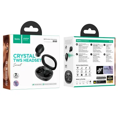 CASCA BLUETOOTH HOCO TWS EQ3 negru