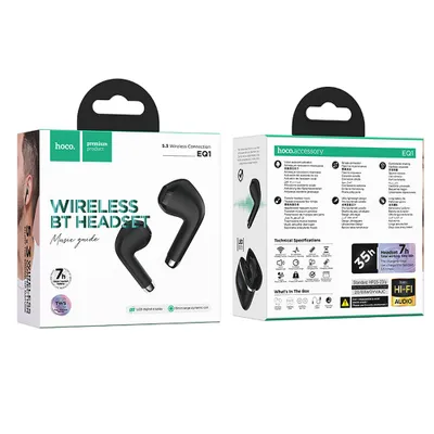 CASCA BLUETOOTH HOCO TWS EQ1 negru