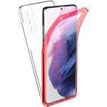 HUSA SILICON FATA SPATE FULL COVER PC+TPU SAMSUNG A51 transparent-rosu