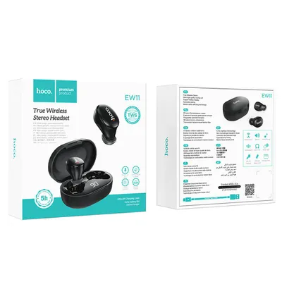 CASCA BLUETOOTH HOCO TWS EW11 negru
