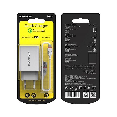 INCARCATOR RETEA BOROFONE TYPE C BA21A  QUICK CHARGE ALB