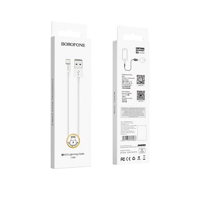 CABLU DATE BOROFONE IPHONE BX22 1m, 2.4A alb
