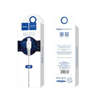 CABLU DATE HOCO IPHONE X20 2.4A, 1m alb