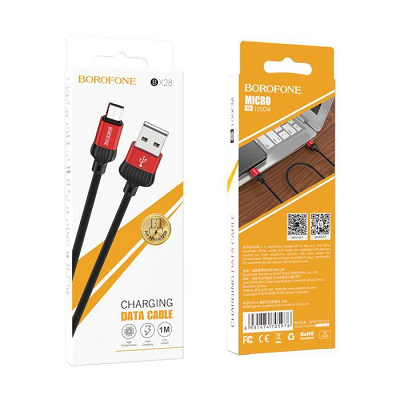 CABLU DATE BOROFONE MICROUSB BX28, 1m Dignity negru-rosu
