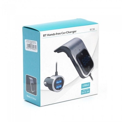 Modulator FM BC39 + incarcator auto, 2XUSB, negru