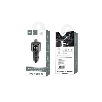 Modulator FM bluetooth Hoco E19 + incarcator auto 2.4A gri
