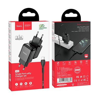 Incarcator retea Hoco N2 cu cablu Type-C 1xusb 2.1A negru
