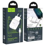 Incarcator retea Hoco N4 cu cablu Type-C 2xusb 2.4A 12W alb