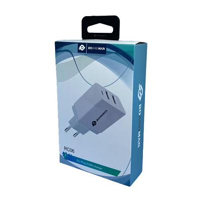 Adaptor priza RO&MAN RC06 2xusb, 2.1A alb