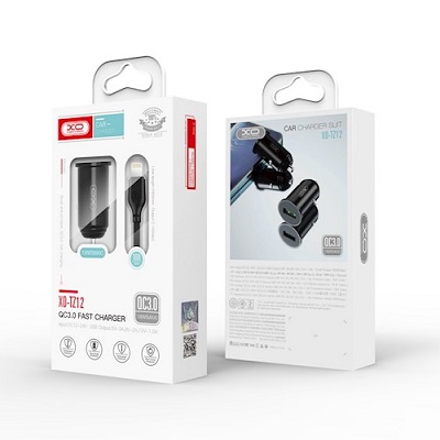 INCARCATOR AUTO XO TZ12 MICROUSB+cablu, 1xUSB QC, 18W negru