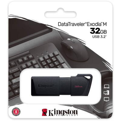 USB 32GB KINGSTON 3.2 Exodia M slider cap Gen2 negru