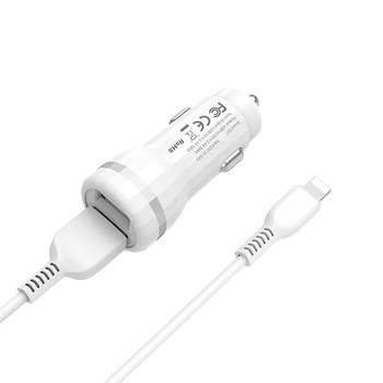 Incarcator auto HOCO Iphone Z27 Staunch 2xusb, 2.4A alb