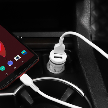 Incarcator auto HOCO Iphone Z27 Staunch 2xusb, 2.4A alb