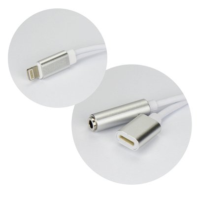 Adaptor audio jack 3.5mm Iphone alb