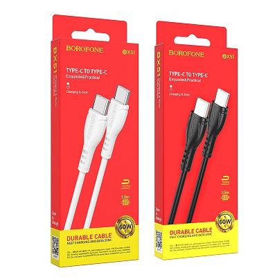 CABLU DATE BOROFONE BX51 Type C - Type C Triumph 60W alb