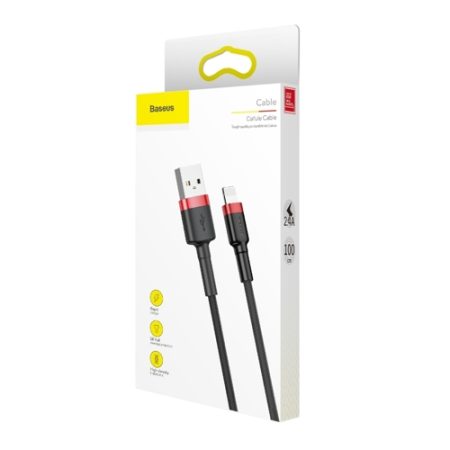 CABLU DATE BASEUS IPHONE CALKLF-B19 2.4A, 1m negru-rosu