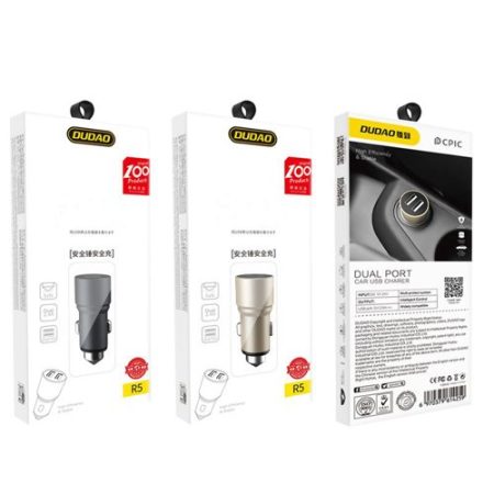 ADAPTOR AUTO DUDAO R5 2xusb 3.1A gri