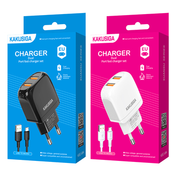 INCARCATOR PRIZA KAKU MICROUSB KSC 694 2XUSB 2.4A alb