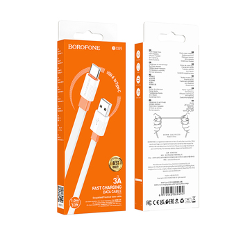 CABLU DATE BOROFONE BX89 Type-C 1m 3A alb-portocaliu