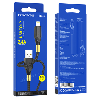 CABLU DATE BOROFONE BX92 Iphone BX92  2.4A, 1m negru