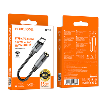ADAPTOR Jack Type-C BOROFONE BV19 15cm negru